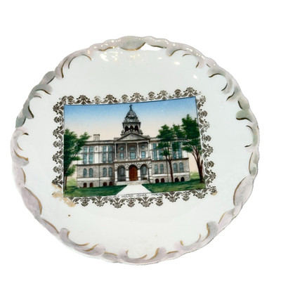 IONIA Court House MI MICHIGAN Antique Souvenir China TRINKET DISH PLATE