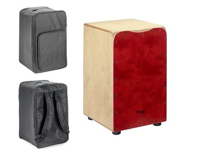 Stagg Cajon Drum, Red Birch + Stagg Gig Bag w/ Straps