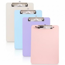 4 PCS Pastel Colored Plastic Clipboards 8.5x11 Inch Pen Holder Letter A4