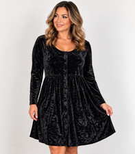 Vintage Carole Little Velvet Mini Shift Button Down Dress Long Sleeve