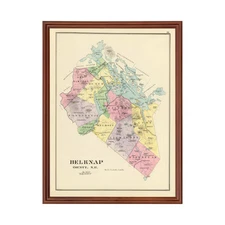 Old Map of Belknap County, NH 1892 - Vintage New Hampshire A