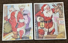 Vtg 1969 Children's Christmas Tray Puzzles Santa w/ Mrs Claus  Reindeer