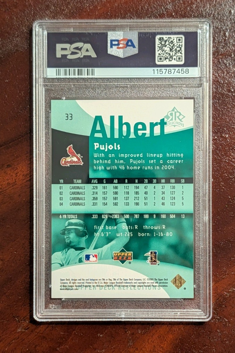 2005 Upper Deck Reflections - Albert Pujols Emerald /25 PSA 8 (POP 1 - 1 HIGHER) view 2