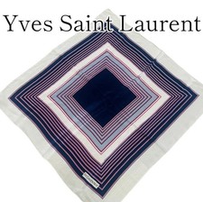 Yves Saint Laurent 100 Silk Scarf Pink Navy Square Vintage