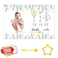 CSFOTO Baby Milestone Blanket Eucalyptus