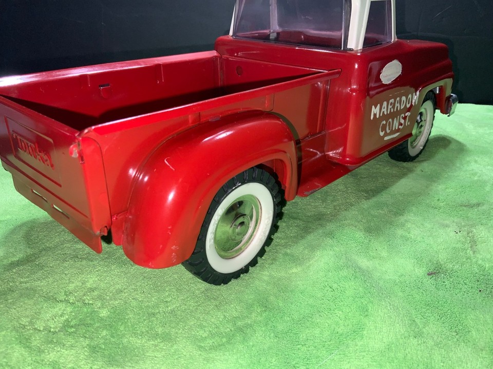 Tonka Pickup Ford 1958 – Step-side, Rouge Toit Blanc, Rare, USA, échelle 1:18