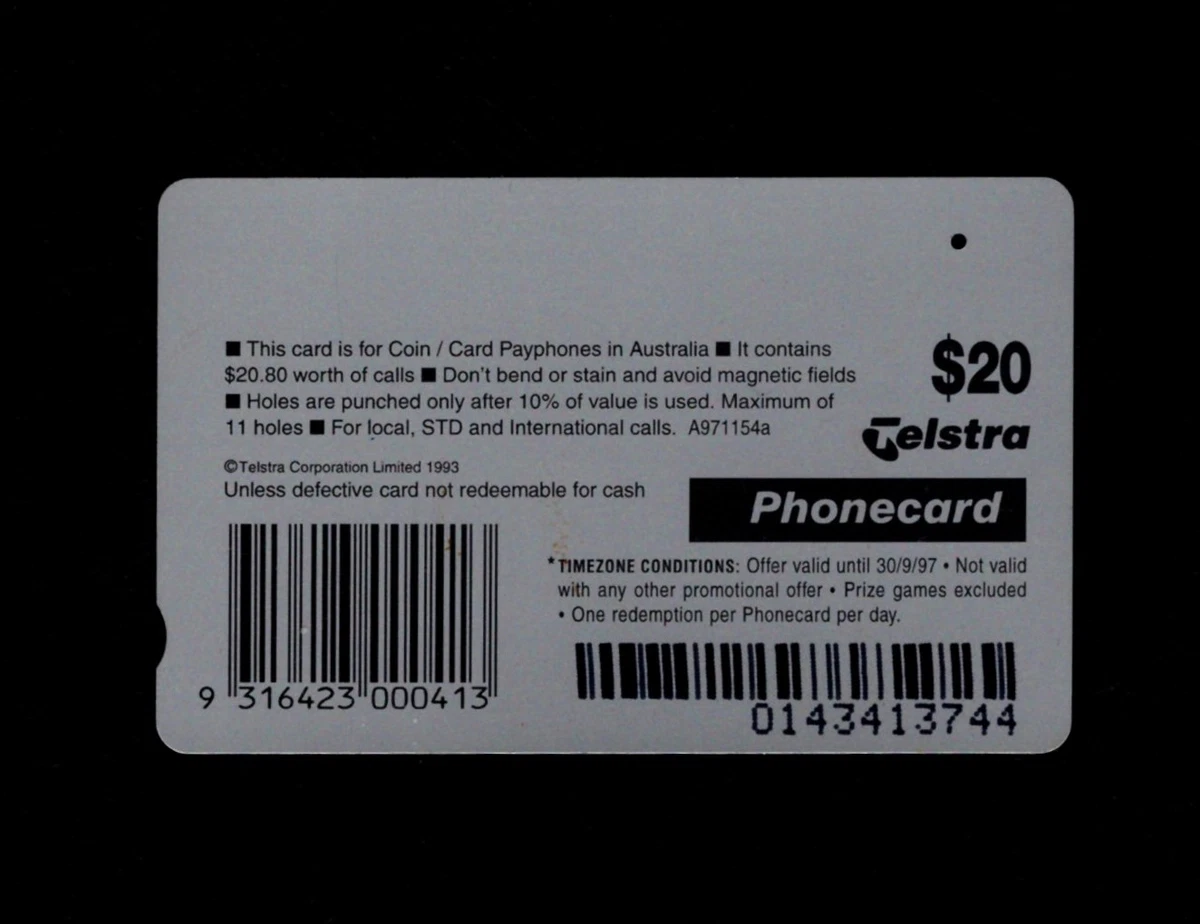 Telstra Used Phonecard - $20 Timezone