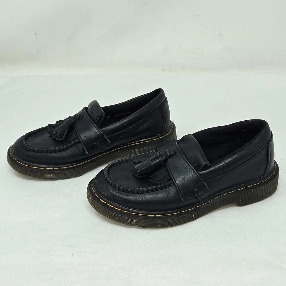 DR. MARTENS ADRIAN JUNIOR BLACK LEATHER TASSEL LOAFERS SHOES US KID'S SIZE 13 - Image 3 of 4