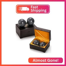 Lyellfe Set of 4 Marble Stone Baoding Balls, 2 Inch Meditation Balls with Box, C