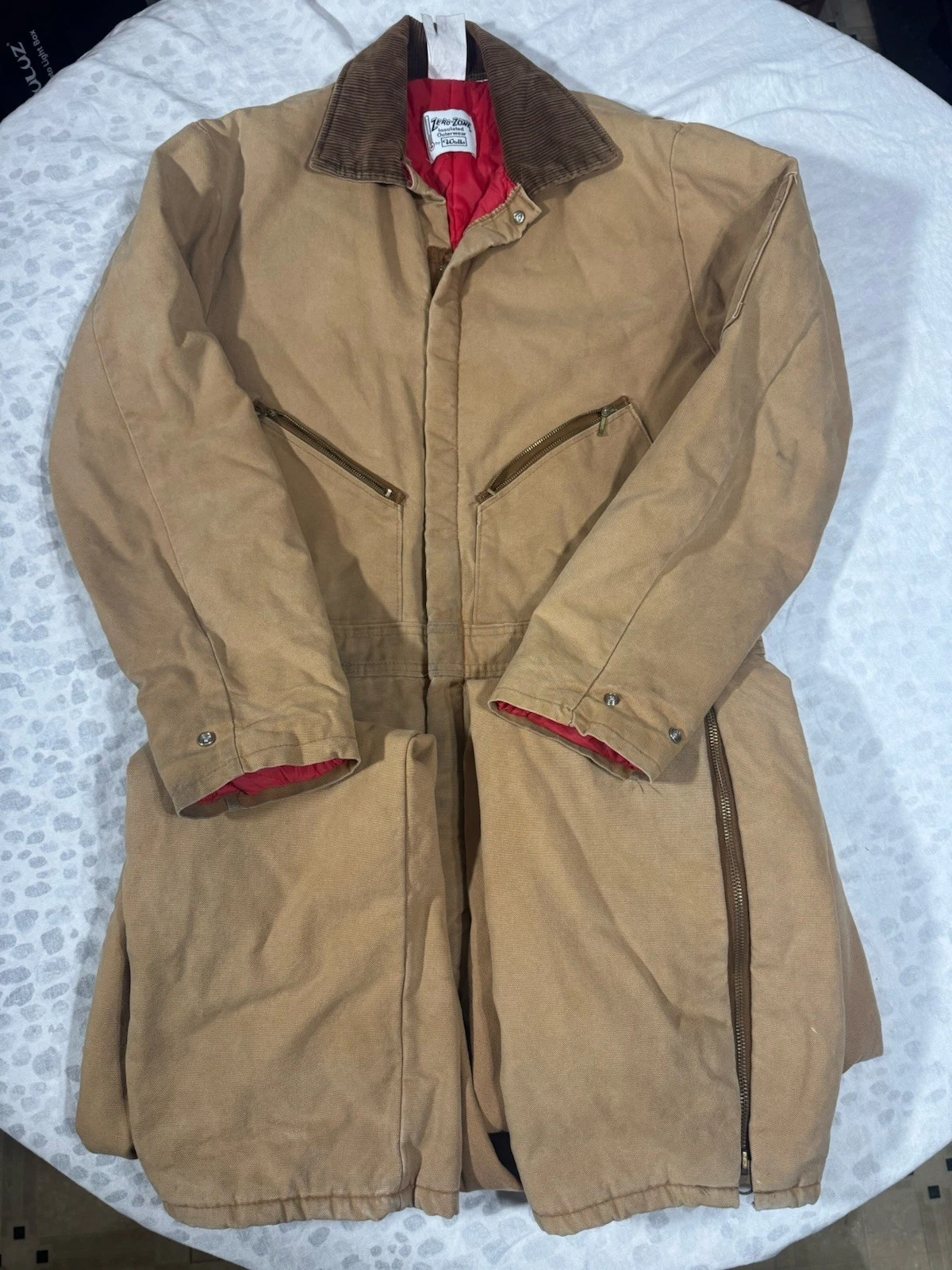 Vintage Brown Walls Zero Zone Insulated Coveralls Corduroy Collar Sz L 42-44