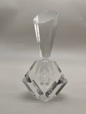 LARGE ART DECO FACETED CRYSTAL PERFUME SCENT BOTTLE 7 3/4" x 4” with STOPPER