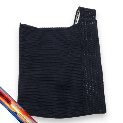 CELINE Crochet Logo Shoulder Bag Knit Black White Cotton 2ADCS817.38EC