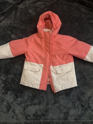 3T Toddler Jacket With Unzippable Inside Jacket, Pink And White