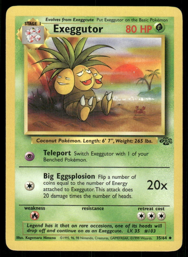 Exeggutor 1999 Uncommon Jungle WOTC Vintage Pokemon Card 35/64 (NM)