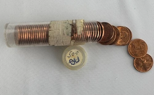 1950 Lincoln Wheat Cent ROLL Uncirculated 50 Coins One-Cent in Old Tube