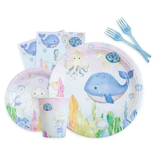 Under the Sea Party Decorations - Ocean Theme Birthday Party Tableware Set In...