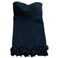 Calvin Klein Black Large Strapless Textured Sweetheart Ruffle Hem Cocktail Dress