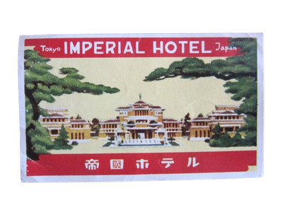 Frank Lloyd Wright Vintage Imperial Hotel Tokyo Wright Gebäude Gepäck Etikett