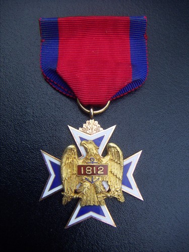USA MILITARY SOCIETY OF THE WAR OF 1812 18K GOLD BADGE MEDAL NUMBERED RARE !