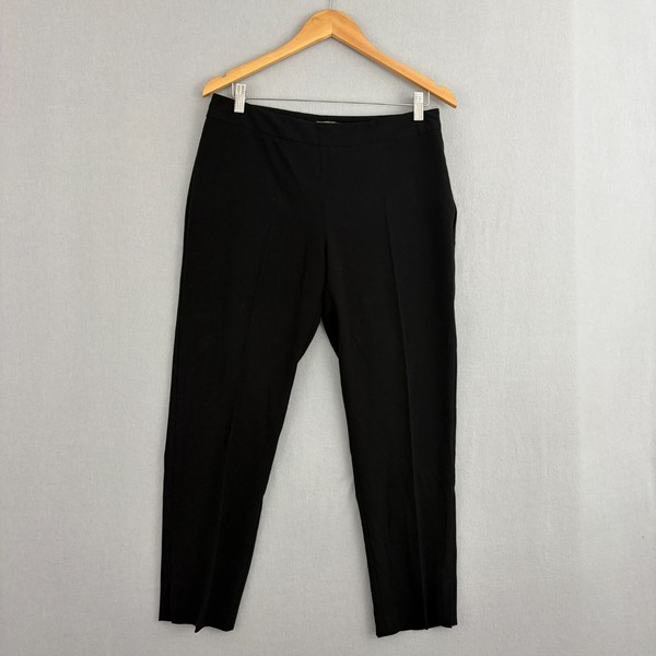 Sussan Pants Womens 12 Black Tailored Straight Leg Cropped Kick Split Business