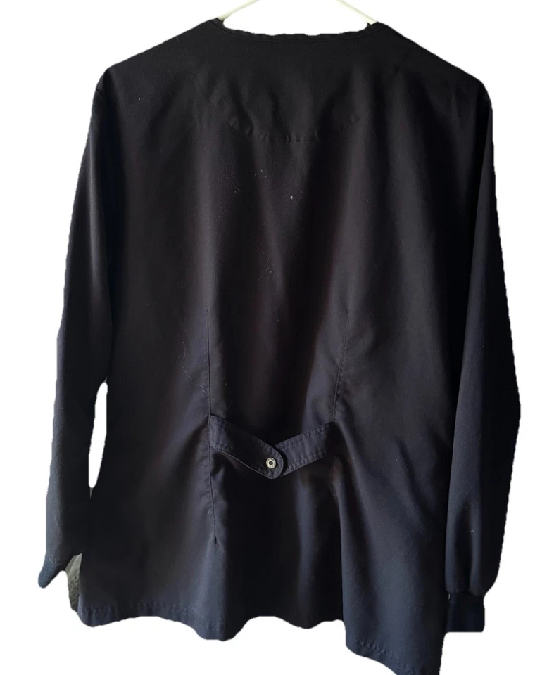 Chaqueta Greys Anatomy para mujer grande negra con botones frontales uniforme médico top Foto 2 de 3