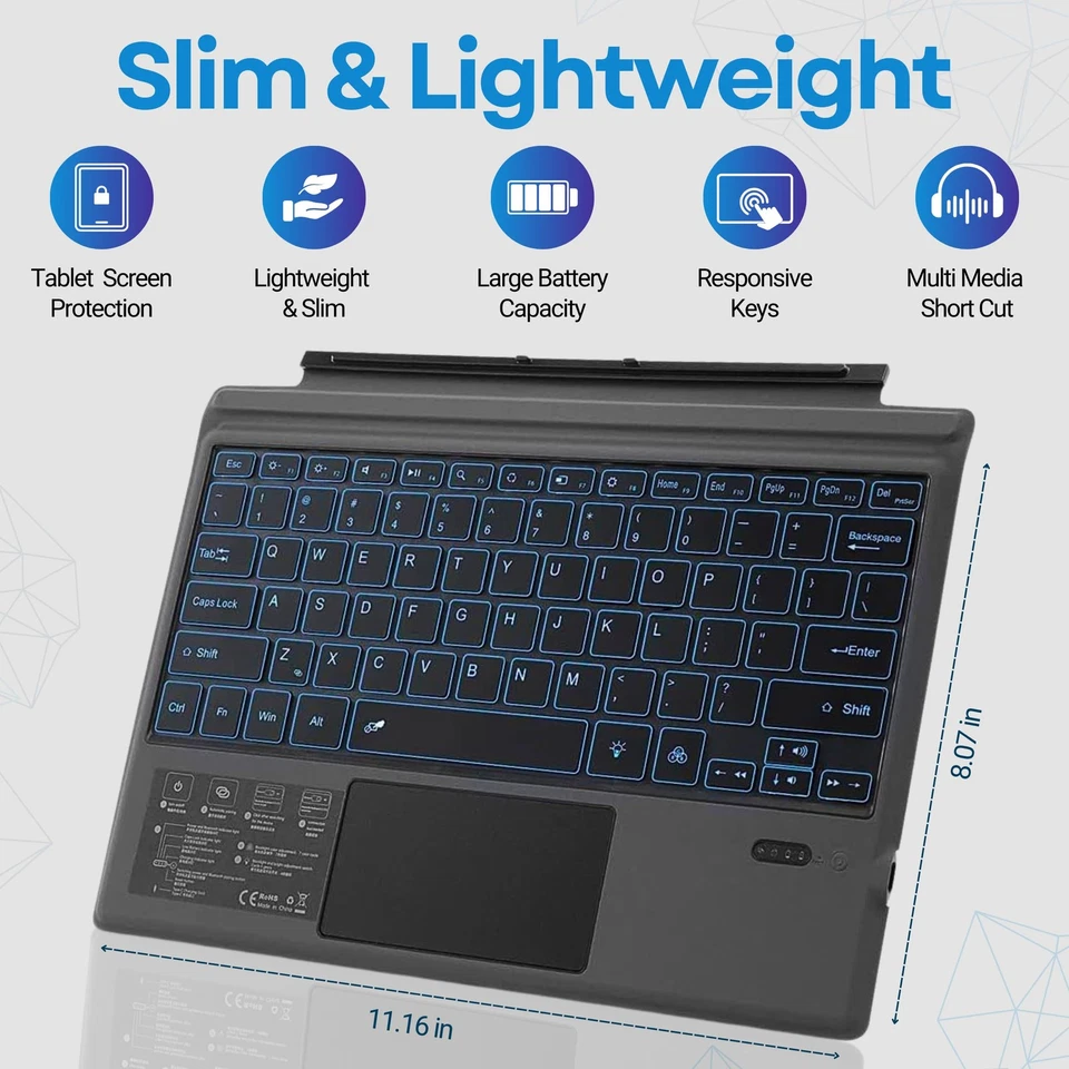 Wireless Keyboard Type Cover Trackpad Mouse Replacement for Microsoft Surface... - Image 4 of 4