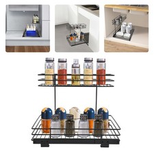 2-Tier Pull-out Cabinet Storage Rack, Sliding Out Storage Rack Under Sink, Black