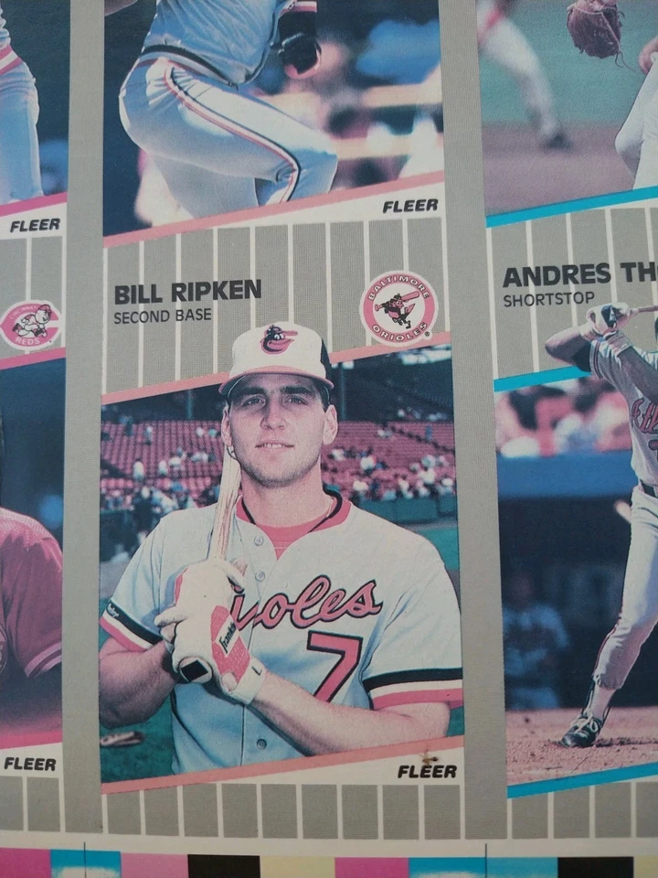 Hoja de béisbol Fleer 1989 sin cortar Foto 4 de 4