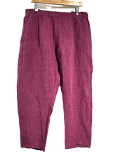 Eileen Fisher Lge Organic Linen Sustainable Berry Lantern Pants Pockets Comfort