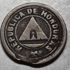 Moneda de 2 centavos Honduras 1919 KM#71 baja acuñación 117K ficha de planchet rara y escasa
