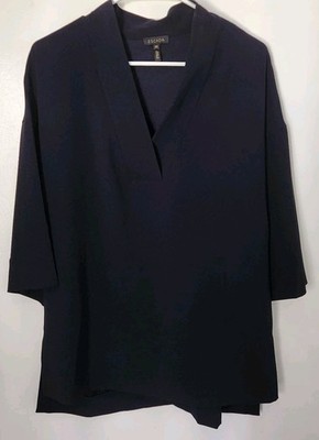 Escada Tunic Blouse Size 36 Small Navy Classic Business