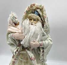 BRINN'S Vintage Victorian Santa Claus Figure Floral Robe Father Christmas Decor