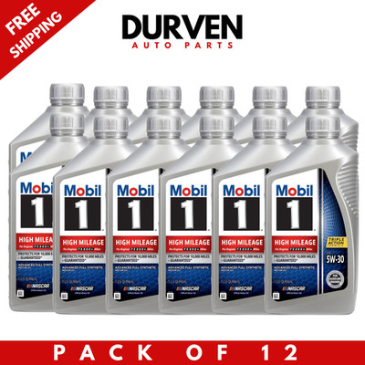 Mobil 1 High Mileage 5W-30 Full Synthetic Motor Oil F-150 Silverado Ram 12qt