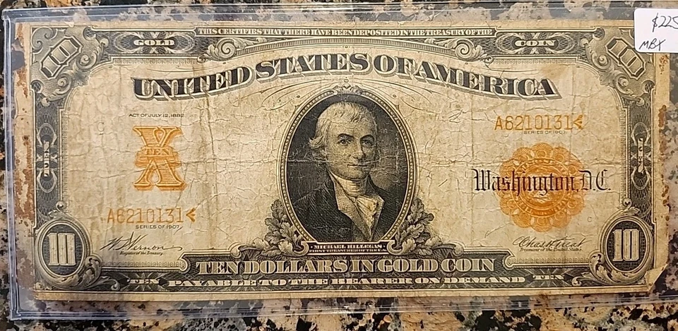 Certificado de oro 1907 $10 Foto 2 de 4