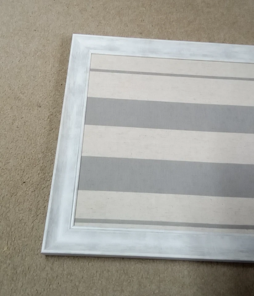 Unbranded Striped Gray Fabric Framed Bulletin Board 29" X 18" - Image 3 of 4