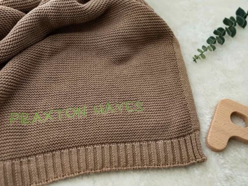 Personalised Baby blanket, soft Cotton Knitted Baby Blanket, Baby shower gift - Picture 11 of 12