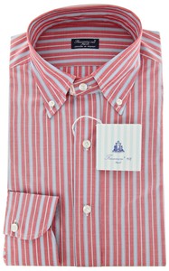 Extra Slim X4 Details about / $425 Finamore Napoli Caramel Brown Striped Shirt