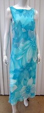 ANN TAYLOR LOFT BOAT NECK SLEEVELESS DRESS SIZE 8 BLUE LARGE FLORAL PRINT 119 