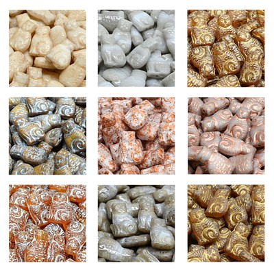Rutkovsky 111-95013 Cat Pressed Beads Czech Glass 17x11mm Size 8 pieces