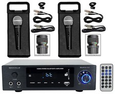 Rockville BLUAMP 150 Home Stereo Bluetooth Amplifier w/Optical/Phono/RCA 2 Mics