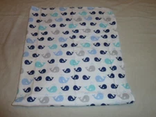 Cuddletime Cuddle Time Whale Cotton Flannel Baby Boy Receiving Blanket White 