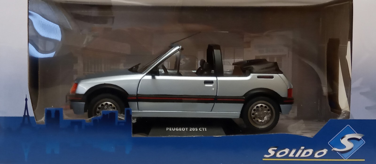 Solido 1/18 Scale - Peugeot 205 CTi Cabriolet (1989) Light Blue