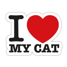 I Love My Cat Red Heart NYC Inspired Self-Adhesive Vinyl Sticker for Car, Laptop