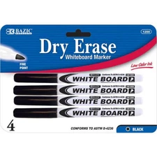Fine Tip Dry Erase Whiteboard Black Marker 4 PCS