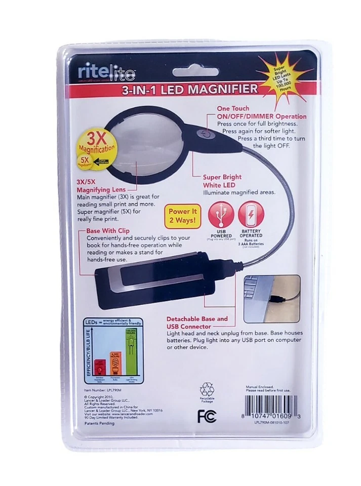 Rite Lite Wireless 3 In 1 LED Magnifier Brand New Factory Sealed Foto 2 de 2