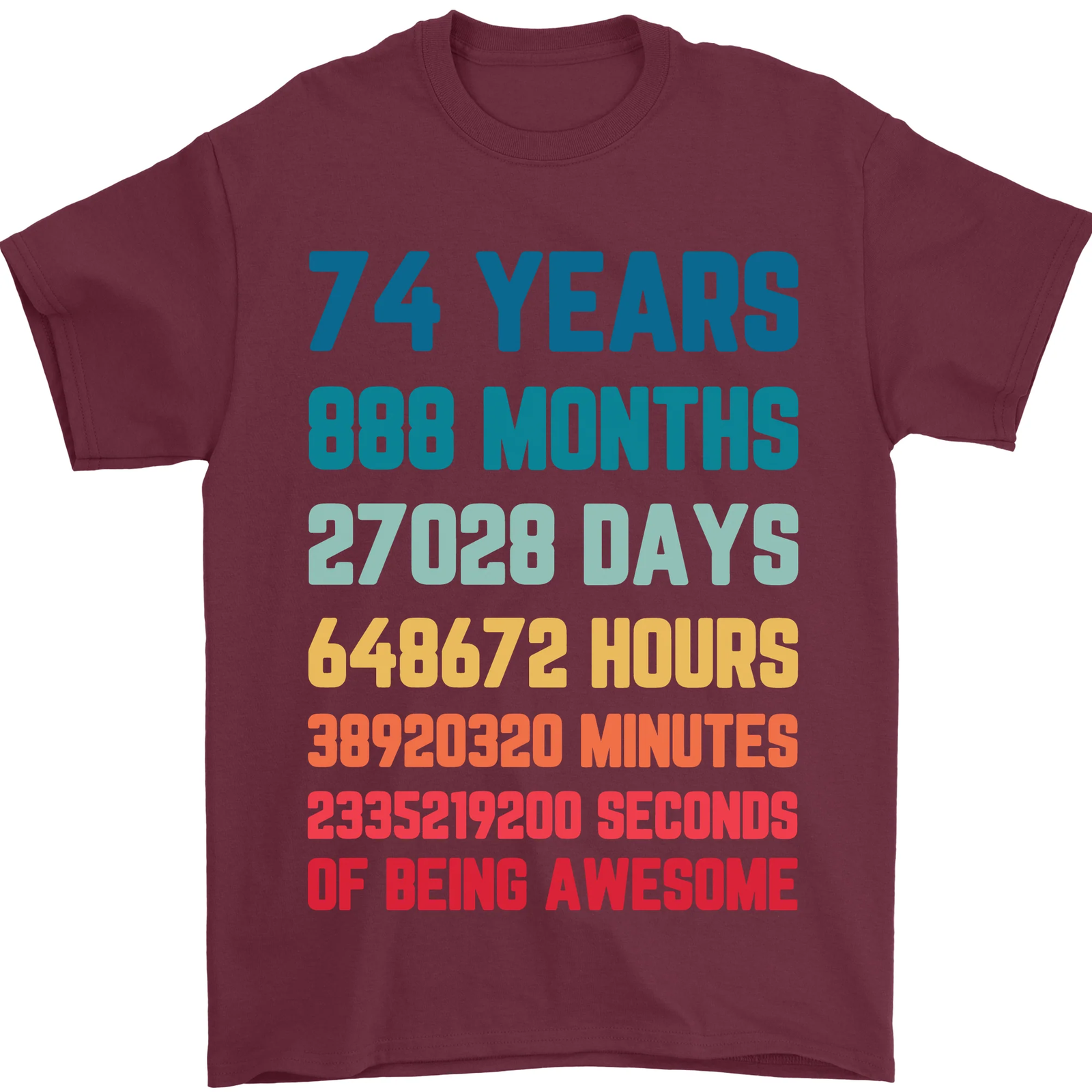 74th Birthday 74 Year Old Mens T-Shirt 100% Cotton