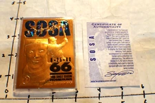 1998 Bleachers 23kt Gold Sammy Sosa 66 Homeruns  Sn. 4251/6262