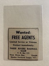 Three Rivers Club Free Agents Wanted Quebec CA 1951 Sporting News Baseball Ad