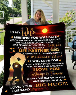 Romantic To My Wife Blanket gift from Husband for Christmas Birthday Valenti...