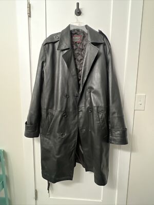 Men's 100% GENUINE LEATHER Belted Trenchcoat, Vintage, In Extenso, European